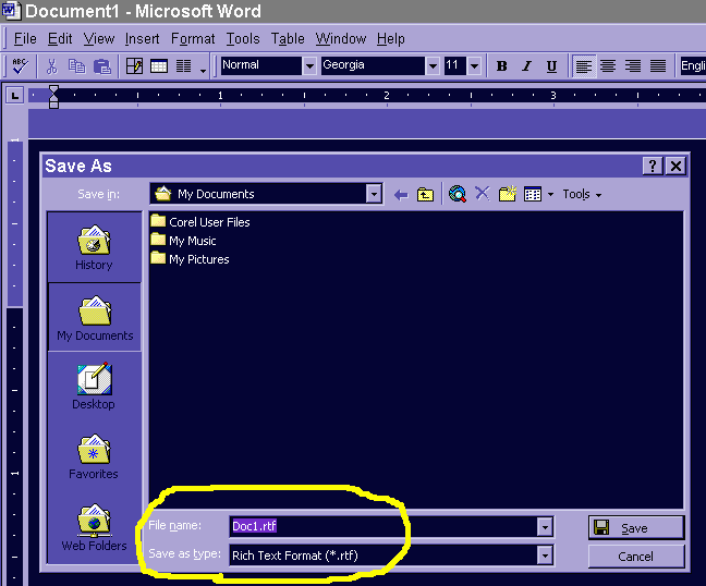 Saving as RTF